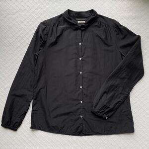 Maison‎ Scotch Mademoiselle Black Cotton Silk Blend Button Up Shirt Star Buttons